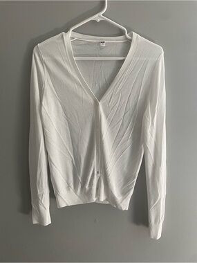 Uniqlo White Lightweight Cardigan | Size M | Tencel Modal Blend